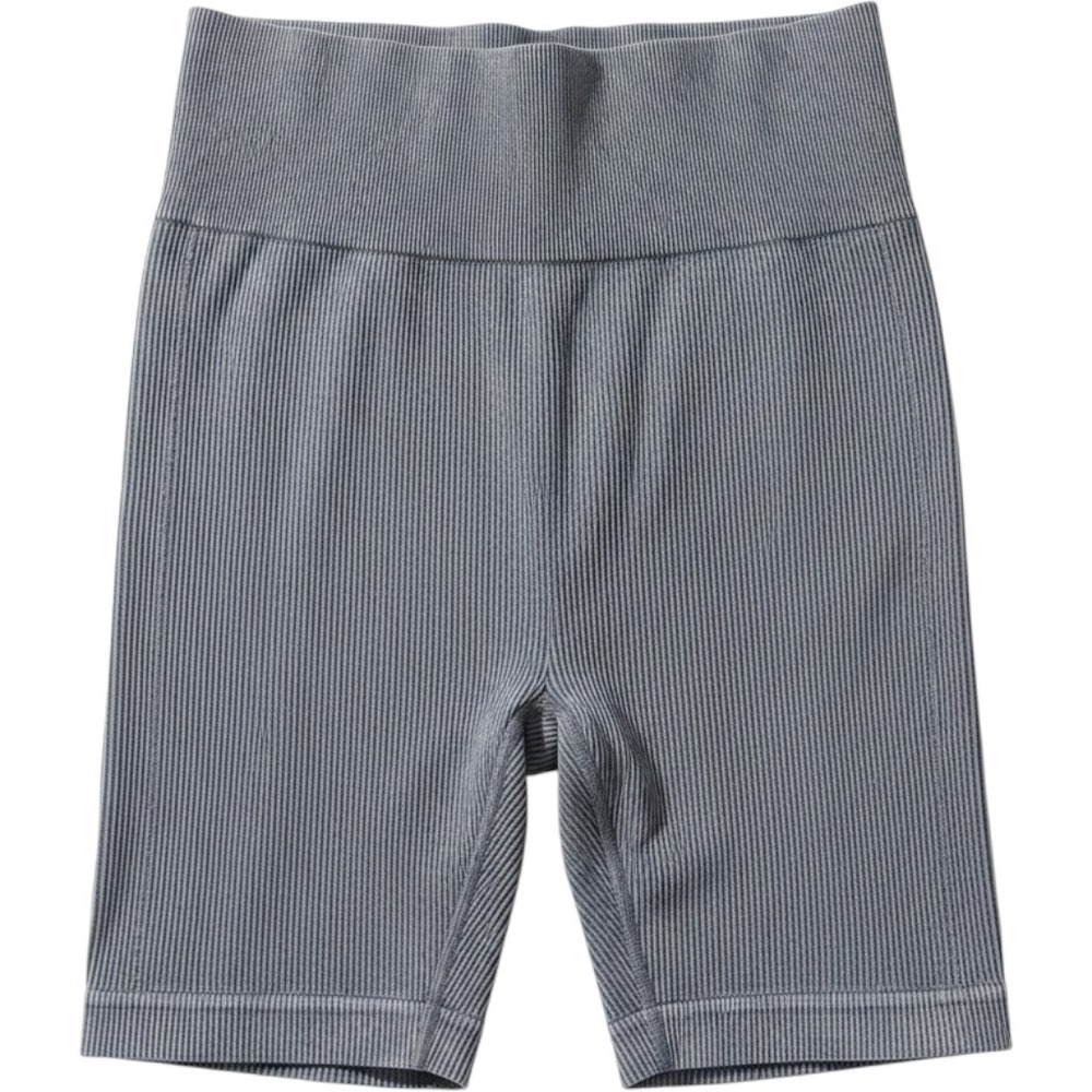 Aura Biker Shorts Womens S/M Grey Excellent Ribbed Acid Wash Seamless High Rise - Picture 1 of 3